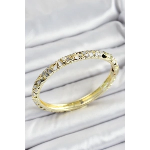 Mineli Pirinç Beyaz Çiçek Motif Kadın Kelepçe