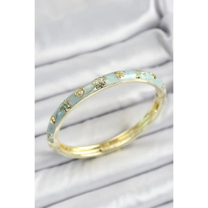 Mineli Pirinç Gold Renk Mavi Renk Motifli Kadın Kelepçe