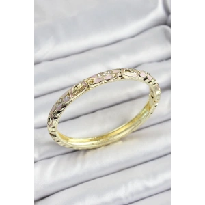 Mineli Pirinç Krem Renk Çiçek Desenli Kadın Kelepçe