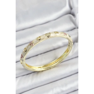 Mineli Pirinç Krem Renk Motifli Kadın Kelepçe