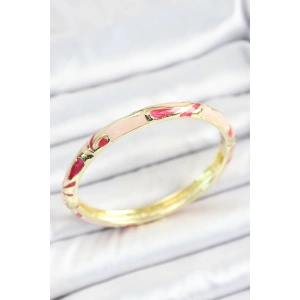 Mineli Pirinç Pembe Desenli Gold Renk Kadın Kelepçe