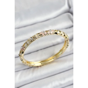 Mineli Pirinç Pembe Krem Çiçek Motifli Kadın Kelepçe