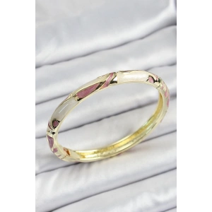 Mineli Pirinç Pembe Krem Motifli Kadın Kelepçe