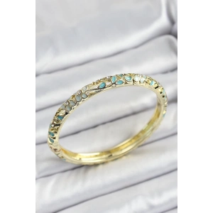 Mineli Pirinç Su Yeşili Çiçek Desen Motifli Kadın Kelepçe