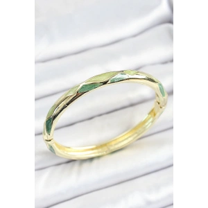 Mineli Pirinç Yeşil Baklava Desenli Gold Renk Kadın Kelepçe