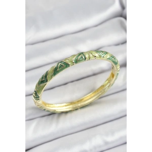 Mineli Pirinç Yeşil Geometrik Desenli Kadın Kelepçe