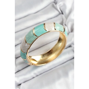 Mineli Pirinç Yeşil Renk Motif Desenli Kadın Kelepçe