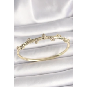 Pirinç Gold Renk Damla Zirkon Taşlı Kadın Kelepçe