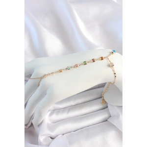 Pirinç Gold Renk Renkli Zİrkon Taşlı Şahmeran