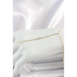 Pirinç Gold Renk Su Yolu Zirkon Taşlı Yonca Model Kadın Şahmeran