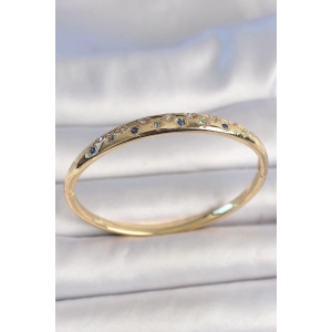 Pirinç Gold Renk Yıldız İşlemeli Zirkon Taşlı Kadın Kelepçe