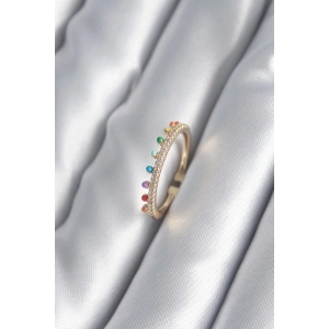 Pirinç Gold Renk Zirkon Taş Detay Kadın Yüzük