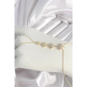 Pirinç Gold Renk Zirkon Taşlı Kutup Yıldız Model Kadın Şahmeran