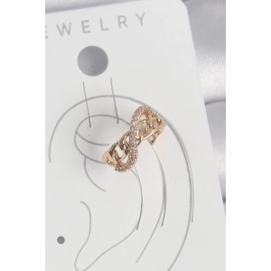 Pirinç Gold Renk Zirkon Taşlı Sonsuzluk Zincir Model Kadın Kıkırdak Küpe