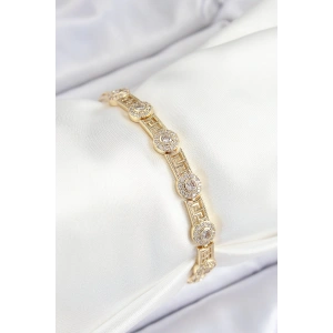 Pirinç Greg Model Zirkon Taşlı Gold Renk VİP Seri Kadın Bileklik