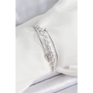 Pirinç Gümüş Renk Arpa Zirkon Taşlı Kadın Bileklik