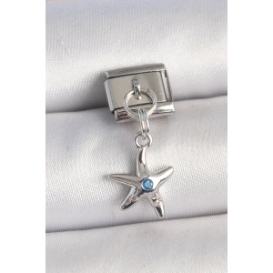 Pirinç Gümüş Renk Deniz Yıldız Model Mavi Taş Detay Nomination Charm
