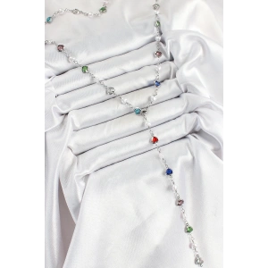 Pirinç Gümüş Renk İncili Zirkon Taşlı Kalpli Y Kadın Kolye