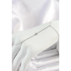 Pirinç Gümüş Renk Su Yolu Zirkon Taşlı Yonca Model Kadın Şahmeran