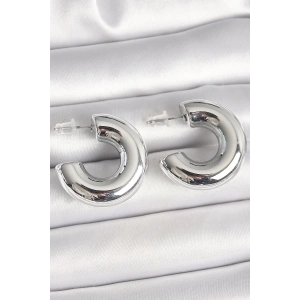 Pirinç Gümüş Renk Yarım Halka Model CCB Kadın Küpe