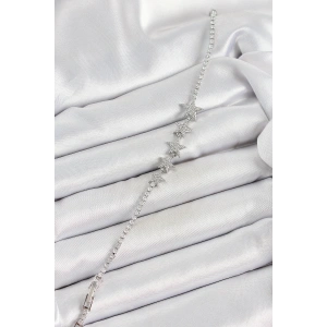 Pirinç Gümüş Renk Yıldız Model Kadın Bileklik