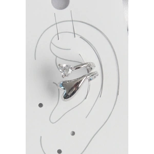 Pirinç Gümüş Renk Zirkon Taş Detaylı Kalp Model Kadın Kıkırdak Küpe