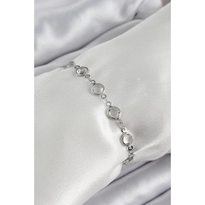 Pirinç Gümüş Renk Zirkon Taşlı Bileklik