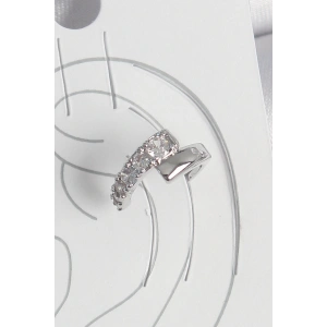 Pirinç Gümüş Renk Zirkon Taşlı Kadın Kıkırdak Küpe