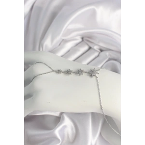 Pirinç Gümüş Renk Zirkon Taşlı Kutup Yıldızı Model Kadın Şahmeran