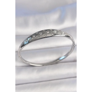 Pirinç Gümüş Renk Zirkon Taşlı Yıldız İşlemeli Kadın Kelepçe