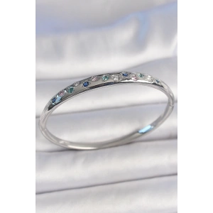 Pirinç Gümüş Renk Zirkon Taşlı Yıldız İşlemeli Kadın Kelepçe