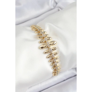 Pirinç Kurşun Model Zirkon Taşlı Gold Renk VİP Seri Kadın Bileklik
