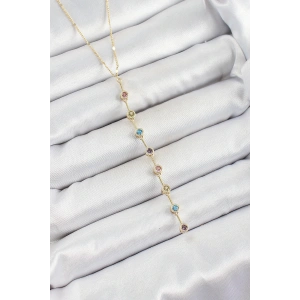 Pirinç Renkli Zirkon Taşlı Y Model Gold Renk Kadın Kolye