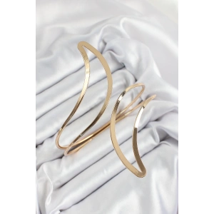 Pirinç Soyut Alev Desenli Gold Renk Kadın Pazu Bileklik