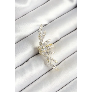 Pirinç Zirkon Taş Kaplamalı Gold Renk Kadın Sağ Kıkırdak Küpe