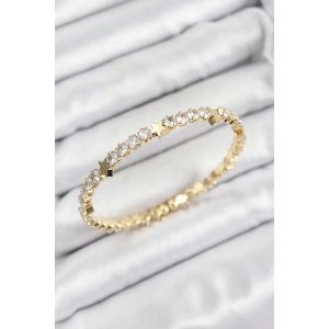 Pirinç Zirkon Taşlı Yıldız Model Gold Renk Yaylı Kadın Bileklik
