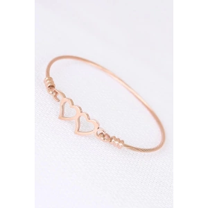 Rose Çelik Çift Kalp Figürlü Erkek Kelepçe Bileklik