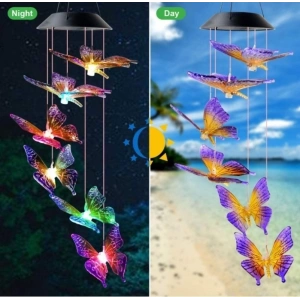 Solar Led Işıklı Kelebekli Bahçe Dekoru 6 Ledli,renkli Işık