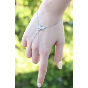 Yusufçuk Figürlü Zirkon Taşlı Silver Renk Şahmeran Bileklik