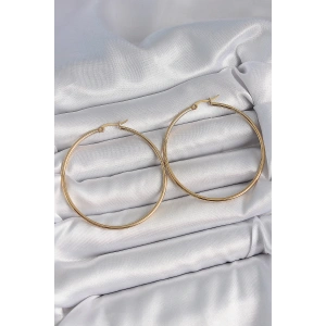 316 Çelik Gold Renk 53 mm Halka Model Kadın Küpe