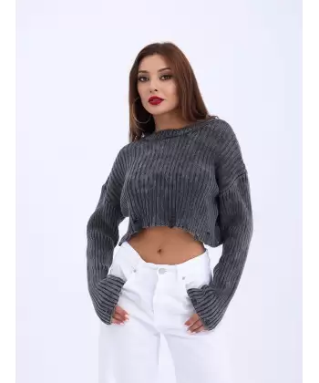 43191 TRİKO CROP KAZAK-ANTRASİT