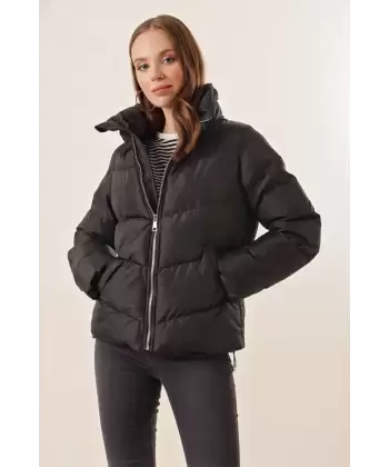 5124 Siyah Dik Yaka Şişme Mont