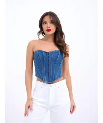 6241 KOT BLUZ-MAVİ