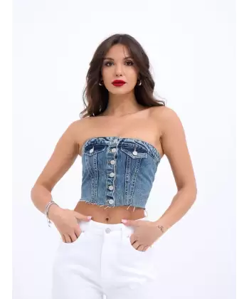 6285 KOT BLUZ-MAVİ