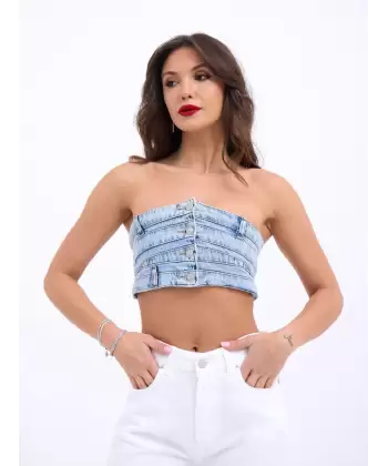 6817 KOT CROP-MAVİ
