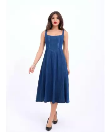 7142 KOT ELBİSE-MAVİ
