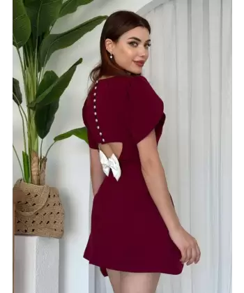 Alka İncili Fiyonk Detay Elbise