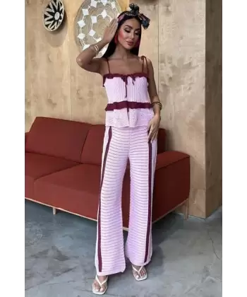 Askılı Bluz Pantolon Triko Takım 10114