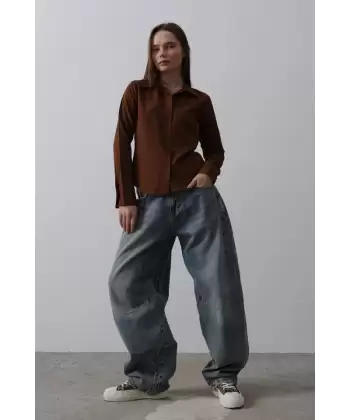 Balon Kesim Pantolon - Mavi