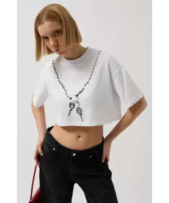 Baskılı Crop T-Shirt